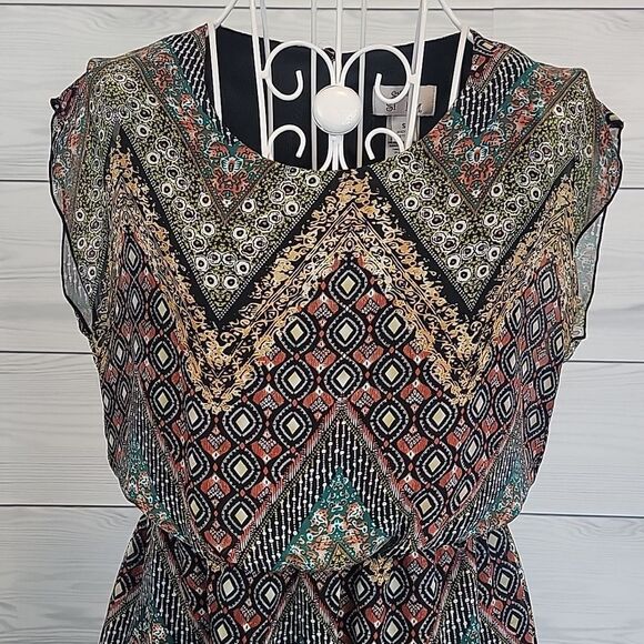 Sweet Storm midi dress multi pattern chevron print Women's Size S - Picture 2 of 12